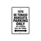 1970 DE Tomaso Mangusta Car Parking Only All Others Will Be Towed Metal Sign  