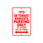 1970 DE Tomaso Mangusta Car Parking Only All Others Will Be Towed Sign