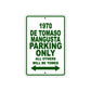 1970 DE Tomaso Mangusta Car Parking Only All Others Will Be Towed Sign Plate