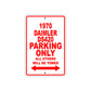 1970 Daimler DS420 Car Parking Only All Others Will Be Towed Sign