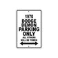 1970 Dodge Demon Car Parking Only All Others Will Be Towed Metal Sign  