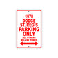 1970 Dodge ST. Regis Car Parking Only All Others Will Be Towed Sign Plate