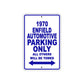1970 Enfield Automotive Car Parking Only All Others Will Be Towed Metal Sign Plate