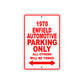 1970 Enfield Automotive Car Parking Only All Others Will Be Towed Sign