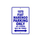 1970 Fiat Marengo Car Parking Only All Others Will Be Towed Metal Sign Plate