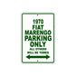 1970 Fiat Marengo Car Parking Only All Others Will Be Towed Sign Plate
