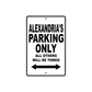 Alexandria's Name Parking Only All Others Will Be Towed Aluminum Metal Sign