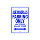 Alexandria's Name Parking Only All Others Will Be Towed Aluminum Metal Sign