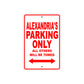 Alexandria's Name Parking Only All Others Will Be Towed Aluminum Metal Sign