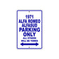 1971 Alfa Romeo Alfasud Car Parking Only All Others Will Be Towed Metal Sign Plate