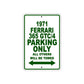 1971 Ferrari 365 GTC/4 Car Parking Only All Others Will Be Towed Sign Plate