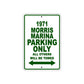 1971 Morris Marina Car Parking Only All Others Will Be Towed Sign Plate
