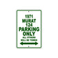 1971 Murat 124 Car Parking Only All Others Will Be Towed Sign Plate