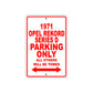 1971 Opel Rekord Series D Car Parking Only All Others Will Be Towed Sign