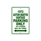 1972 Aston Martin Vantage Car Parking Only All Others Will Be Towed Sign Plate