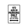 1972 Audi 80 Car Parking Only All Others Will Be Towed Metal Sign