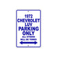1972 Chevrolet LUV Car Parking Only All Others Will Be Towed Metal Sign Plate