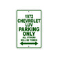 1972 Chevrolet LUV Car Parking Only All Others Will Be Towed Sign Plate