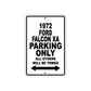 1972 Ford Falcon XA Car Parking Only All Others Will Be Towed Aluminum Sign 