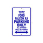 1972 Ford Falcon XA Car Parking Only All Others Will Be Towed Aluminum Sign Plate