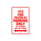 1972 Ford Falcon XA Car Parking Only All Others Will Be Towed Sign