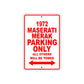 1972 Maserati Merak Car Parking Only All Others Will Be Towed Sign