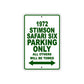 1972 Stimson Safari Six Car Parking Only All Others Will Be Towed Sign Plate