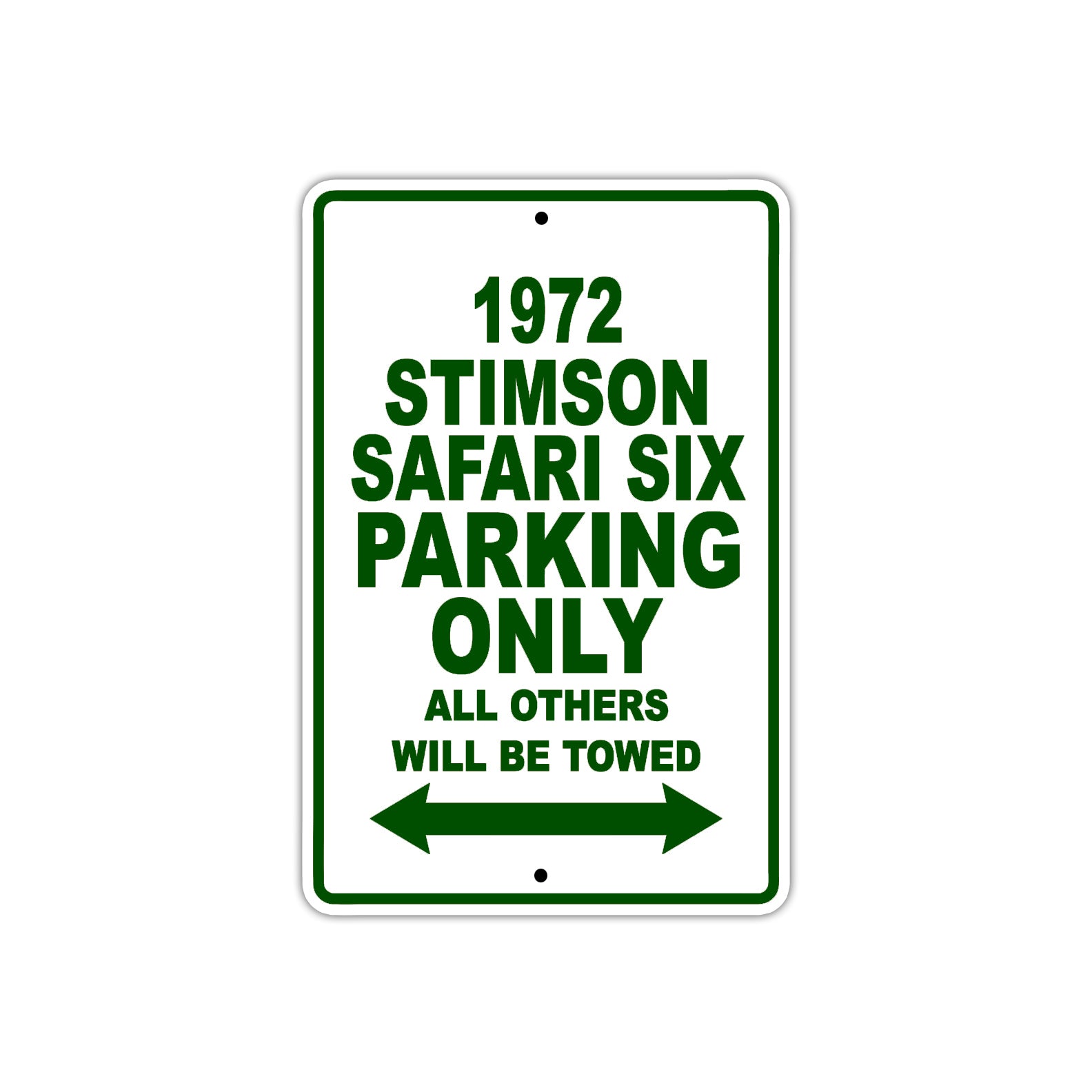 1972 Stimson Safari Six Car Parking Only All Others Will Be Towed Sign Plate