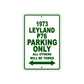 1973 Leyland P76 Car Parking Only All Others Will Be Towed Sign Plate