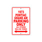1973 Pontiac Grand AM Car Parking Only All Others Will Be Towed Sign