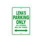 Lena's Name Parking Only All Others Will Be Towed Aluminum Metal Sign
