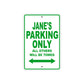 Jane's Name Parking Only All Others Will Be Towed Aluminum Metal Sign