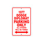 1977 Dodge Diplomat Car Parking Only All Others Will Be Towed Sign