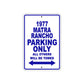 1977 Matra Rancho Car Parking Only All Others Will Be Towed Aluminum Sign Plate