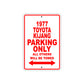1977 Toyota Kijang Car Parking Only All Others Will Be Towed Sign