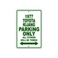 1977 Toyota Kijang Car Parking Only All Others Will Be Towed Sign Plate