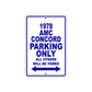 1978 AMC Concord Car Parking Only All Others Will Be Towed Metal Sign Plate