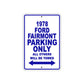 1978 Ford Fairmont Car Parking Only All Others Will Be Towed Metal Sign Plate