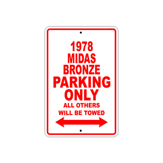 1978 Midas Bronze Car Parking Only All Others Will Be Towed Sign