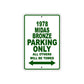 1978 Midas Bronze Car Parking Only All Others Will Be Towed Sign Plate