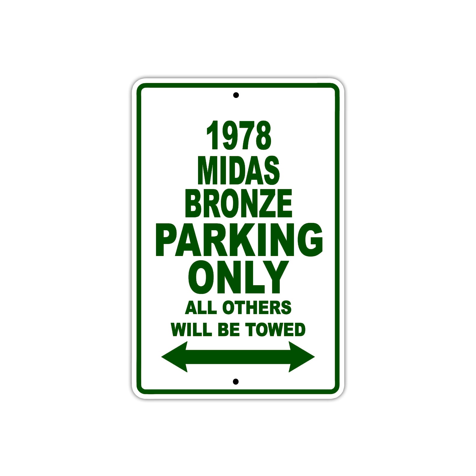 1978 Midas Bronze Car Parking Only All Others Will Be Towed Sign Plate