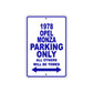 1978 Opel Monza Car Parking Only All Others Will Be Towed Aluminum Sign Plate