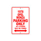 1978 Opel Monza Car Parking Only All Others Will Be Towed Sign