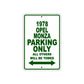 1978 Opel Monza Car Parking Only All Others Will Be Towed Sign Plate