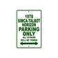 1978 Simca-Talbot Horizon Car Parking Only All Others Will Be Towed Sign Plate