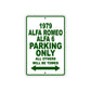 1979 Alfa Romeo Alfa 6 Car Parking Only All Others Will Be Towed Sign Plate
