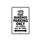 1979 Fiat Marengo Car Parking Only All Others Will Be Towed Metal Sign  
