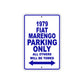 1979 Fiat Marengo Car Parking Only All Others Will Be Towed Metal Sign Plate
