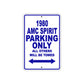 1980 AMC Spirit Car Parking Only All Others Will Be Towed Metal Sign Plate