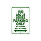 1980 ARO 24 Series Car Parking Only All Others Will Be Towed Sign Plate